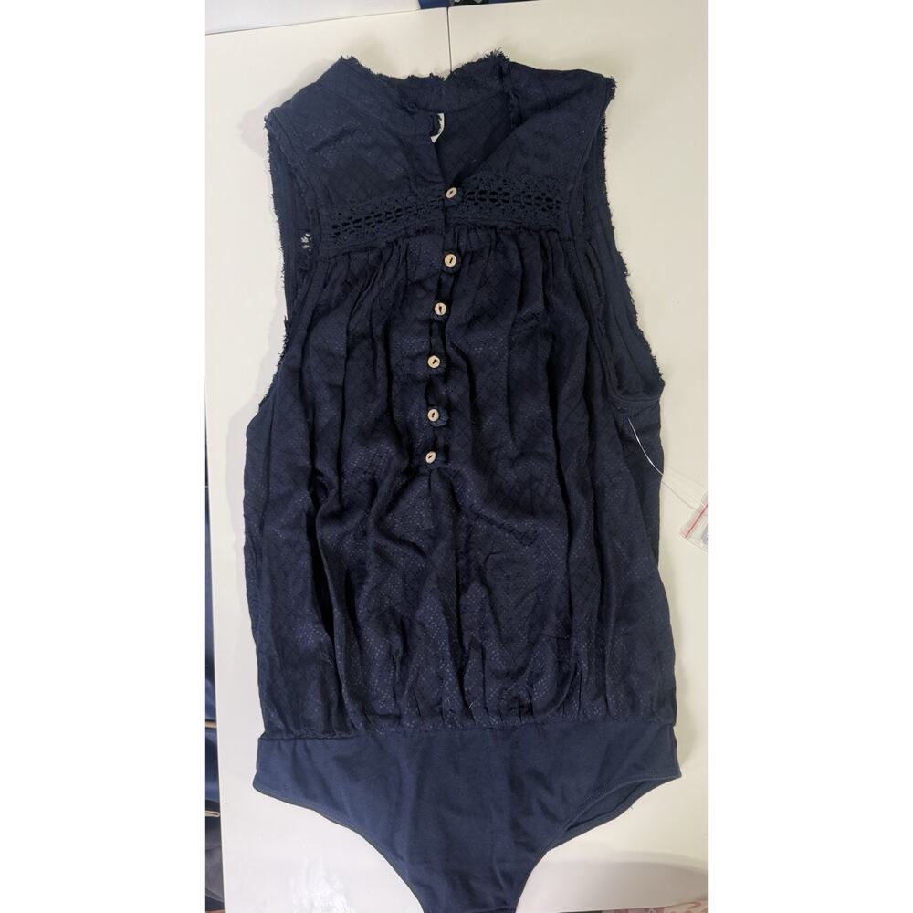 NWT Free‎ People Size M Body Suit Button Down Tank Cottage Core Lace Crochet